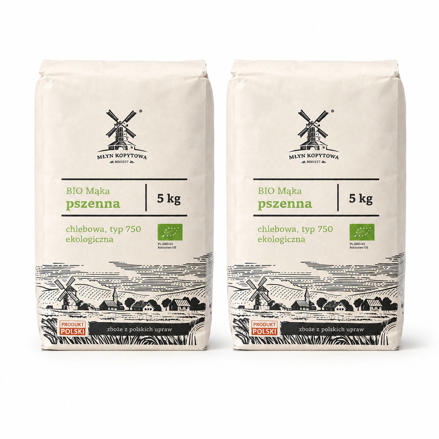 Mąka Pszenna Typ 750 Ekologiczna 10 kg (2 x 5 kg) - Młyn Kopytowa