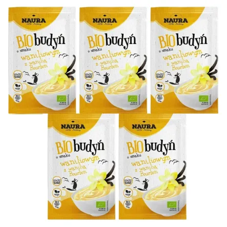 5 x Budyń o Smaku Waniliowym z Wanilią Bourbon Bio 38 g - Naura