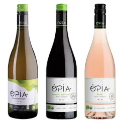 Białe Wino Opia Chardonnay bez Siarczynów Bezalkoholowe Bio, Niesiarkowane Organic 0% 0,75 l + Czerwone Wino Opia Cabernet Sauvignon Bio bez Siarczynów, Bezalkoholowe Niesiarkowane Organiczne 0% 0,75 l + Różowe Wino Opia Cabernet Rose Bio bez Siarczynów