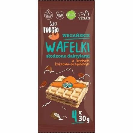Eko Wegańskie Wafelki Słodzone DAKTYLAMI z Kremem Kakaowo - Orzechowym 120 g - Me gusto