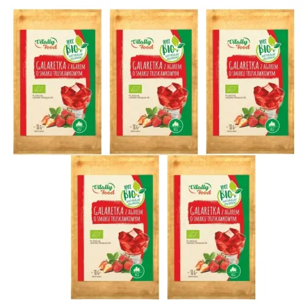 5 x Bio Galaretka z Agarem o Smaku Truskawkowym 38 g - Vitally-Food