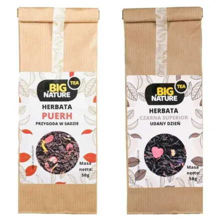 Herbata PU-ERH PRZYGODA W SADZIE 50 g - Big Nature + Herbata Czarna SUPERIOR UDANY DZIEŃ 50 g - Big Nature