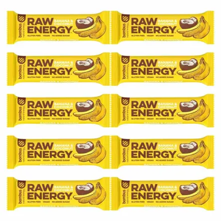 10 x Baton RAW Energy Banan Kokos Bezglutenowy 50 g - Bombus