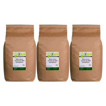 3 x Mąka Żytnia Razowa Typ 2000 Eko 5 kg - Młyn Kopytowa