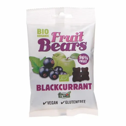 Żelki Misie Jabłko-Czarna Porzeczka Bezglutenowe Bio 50 G House of Denmark