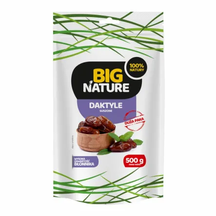 Daktyle Suszone Bez Pestek 500 g - Big Nature - Przecena Krótka Data Minimalnej Trwałości