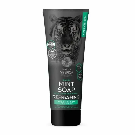 Czarne Mydło Miętowe Odświeżające do Włosów i Ciała MEN 200 ml - Natura Siberica