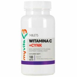Witamina C+ Cynk, Bioflawonoidy Cytrusowe, Dzika Róża  100 Tabletek - MyVita
