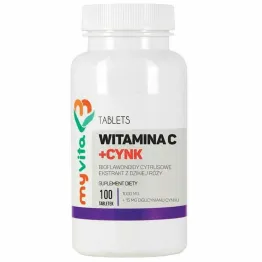 Witamina C+ Cynk, Bioflawonoidy Cytrusowe, Dzika Róża  100 Tabletek - MyVita