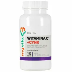 Witamina C+ Cynk, Bioflawonoidy Cytrusowe, Dzika Róża  100 Tabletek - MyVita