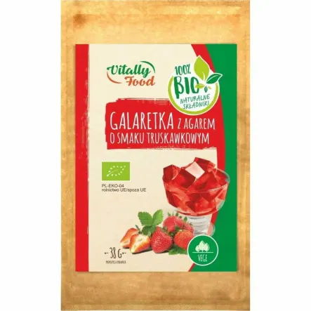 Bio Galaretka z Agarem o Smaku Truskawkowym 38 g - Vitally-Food