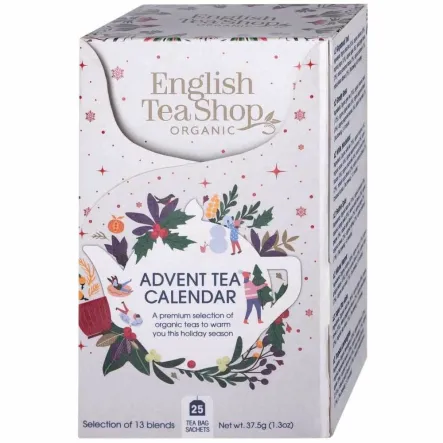 Kalendarz Adwentowy BIAŁY Herbaty i Herbatki BIO 25 Saszetek (37,5 g) - English Tea Shop