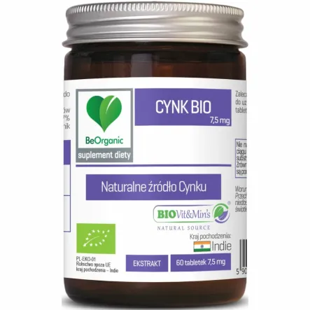 Cynk Ekstrakt Bio 60 Tabletek 7,5 mg - Be Organic