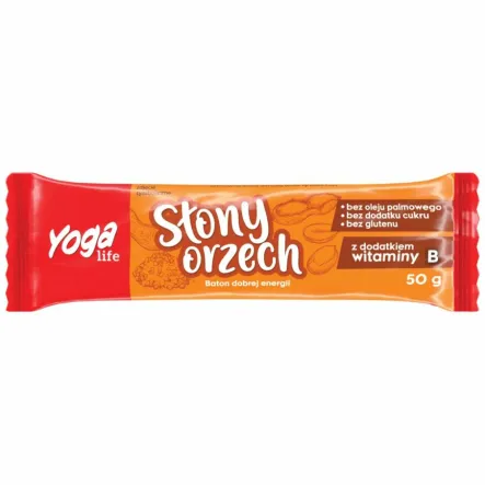 Baton Owocowy Słony Orzech 50 g - Yoga Life - Przecena Krótka Data Minimalnej Trwałości