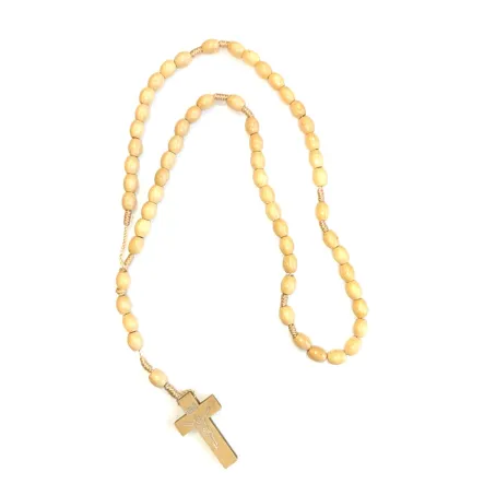 Różaniec Drewniany Duży Beż Owal