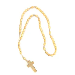 Różaniec Drewniany Duży Beż Owal