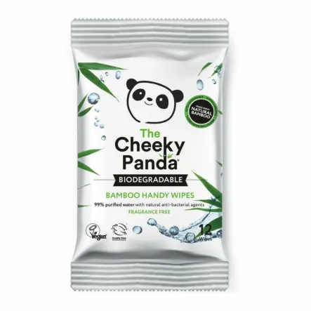 Bambusowe Chusteczki Nawilżane Handy Wipes 12 Sztuk - Cheeky Panda - Przecena Krótka Data Minimalnej Trwałości
