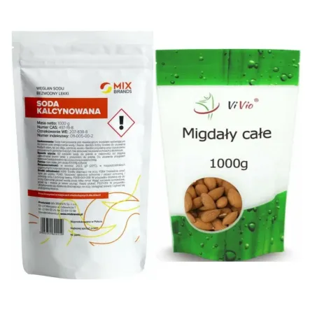 Soda Kalcynowana 1 kg - Big Nature + Migdały Łuskane Całe 1000 g - Vivio