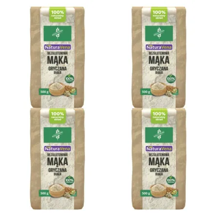 4 x Mąka Gryczana Biała Bezglutenowa 500 g - NaturAvena