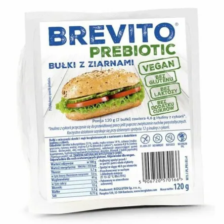 Bułki z Ziarnami Bezglutenowe 120 g (2 Sztuki) - BREVITO PREBIOTIC (data: 15.02.2025)