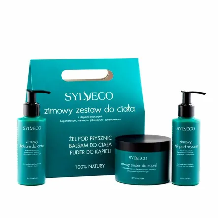 Zestaw Zimowy ZIELONY o Zapachu Choinki  (Żel Pod Prysznic 150 ml, Balsam do Ciała 150 ml, Puder do Kąpieli 150 g) - SYLVECO (data: 30.10.2025)