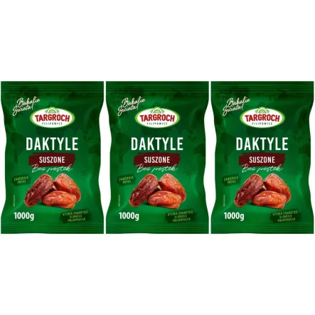 Zestaw 3 x Daktyle Suszone Bez Pestek 1 kg Flowpack - Targroch