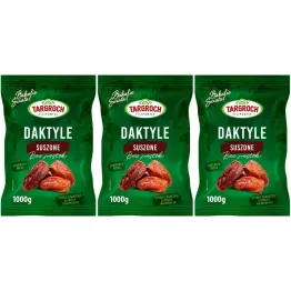 Zestaw 3 x Daktyle Suszone Bez Pestek 1 kg Flowpack - Targroch