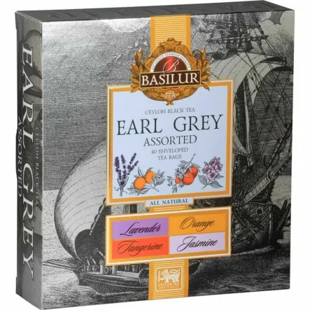 Herbata Czarna z Dodatkami Assorted Earl Grey Saszetki 80 g (40x 2 g) - BASILUR