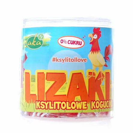 Lizaki Koguciki 0% Cukru Owocowe z Ksylitolem 50 szt. x 12 g Aka