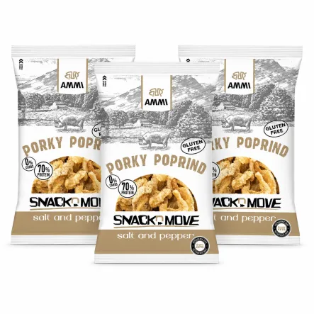 3 x Prażynki Wieprzowe Keto Sól i Pieprz 40 g - AMMI