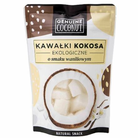Kawałki Kokosa o Smaku Waniliowym Bezglutenowe Bio 100 g - Genuine Coconut (COLD)