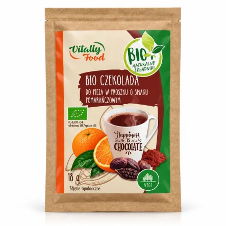 Czekolada do Picia w Proszku o Smaku Pomarańczowym BIO 18 g - Vitally Food