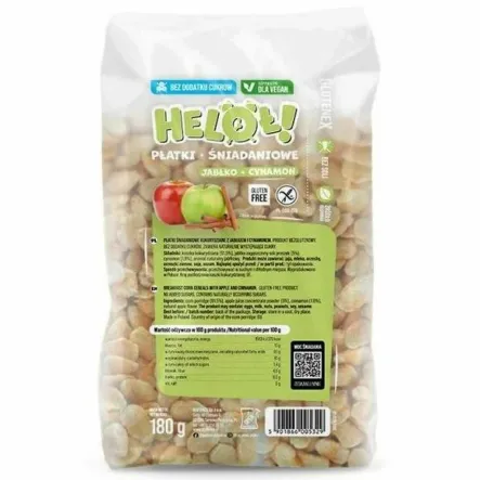 Płatki Jabłko and  Cynamon Bezglutenowe Bez Dodatku Cukru 180 g - Heloł!