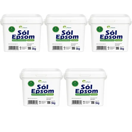 Zestaw 5 x Sól Epsom (Siarczan Magnezu)- Sól Gorzka Wiadro 5 kg - VitaFarm