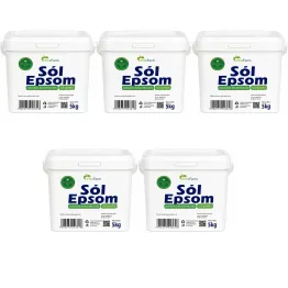 Zestaw 5 x Sól Epsom (Siarczan Magnezu)- Sól Gorzka Wiadro 5 kg - VitaFarm