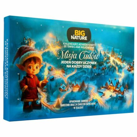 Kalendarz Adwentowy ze Świeczkami Sojowymi+ Świecznik Misja Cudów 240 g - Big Nature