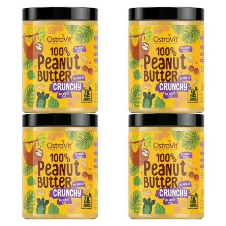 4 x Masło Orzechowe Crunchy 1 kg - OstroVit - Krem Orzechowy 100%