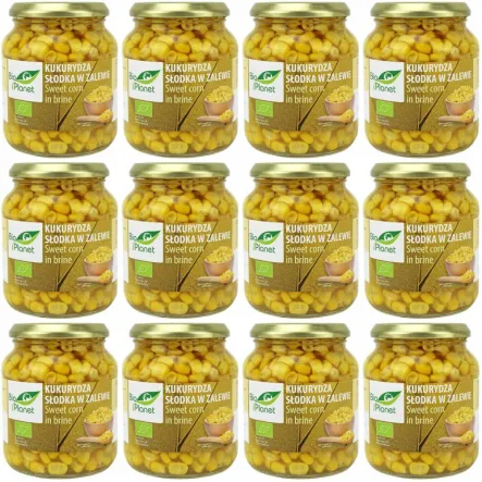 12 x Kukurydza Słodka w Zalewie Bio 340 g (230 g) - Bio Planet