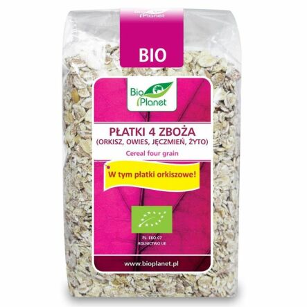 Płatki 4 Zboża Bio 300 g - Bio Planet - Jęczmienne, Orkiszowe, Owsiane, Żytnie