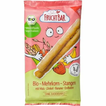 Paluchy Wielozbożowe Truskawkowo-Bananowe Bio 30 g - FruchtBar