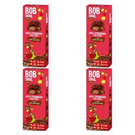 4 x Przekąska Jabłkowo-Truskawkowa w Mlecznej Czekoladzie 30 g - Bob Snail