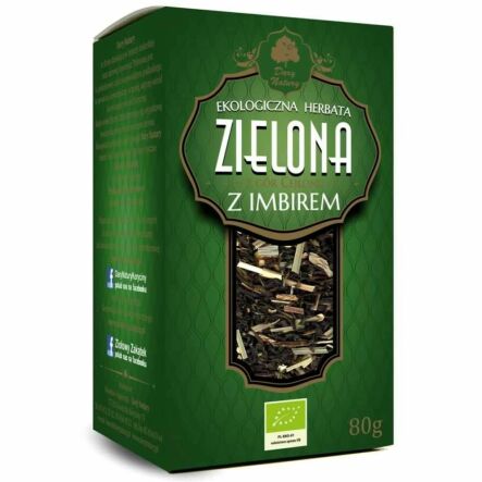 Herbata Zielona z Imbirem Liściasta Bio 80 g - Dary Natury