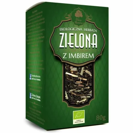 Herbata Zielona z Imbirem Liściasta Bio 80 g - Dary Natury