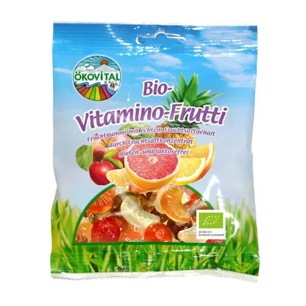 Żelki o Smaku Owocowym Vitamino Frutti Bio 100 g Okovital - Przecena Krótka Data Minimalnej Trwałości