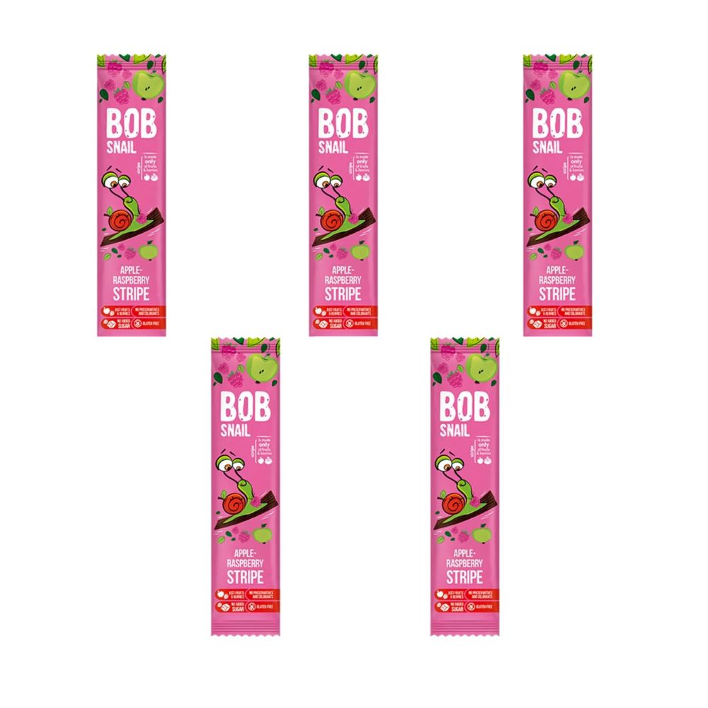 5 x Przekąska Jabłkowo - Malinowa Bez Dodatku Cukru 14 g - Bob Snail