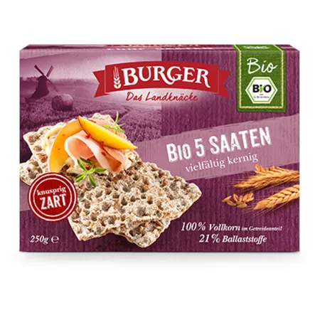 Pieczywo Chrupkie Razowe 5 Ziaren Bio 250 g Burger