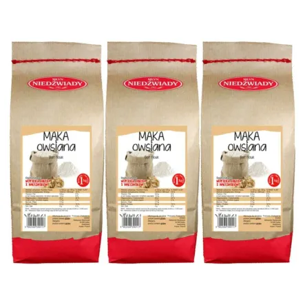 3 x Mąka Owsiana Pełnoziarnista Typ 2000 1 kg - Młyn Niedźwiady