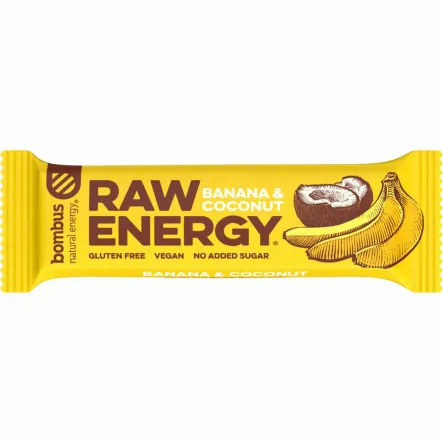 Baton RAW Energy Banan Kokos Bezglutenowy 50 g - Bombus