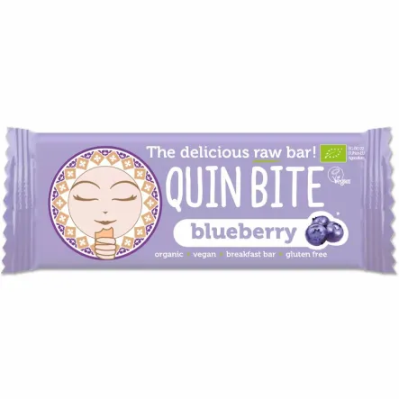 Baton RAW Jagodowy Bezglutenowy BIO 30 g - QUIN BITE 