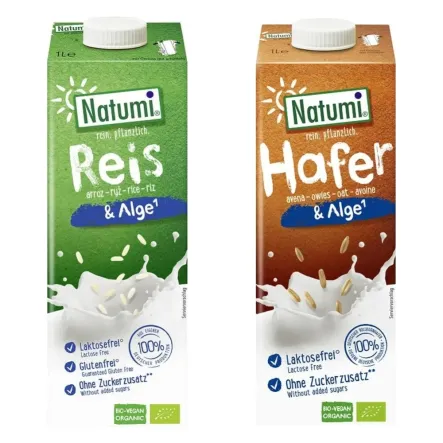 Napój Ryżowy z Algami Morskimi Bez Dodatku Cukru UHT Bio 1 l - Natumi  + Napój Owsiany z Algami Morskimi Bez Dodatku Cukru UHT Bio 1 l - Natumi